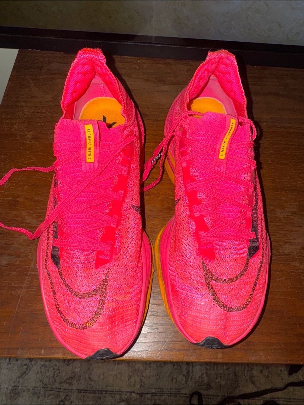 Nike Alpha Fly Neon Pink Running Shoes with Orange Accents worn once!
